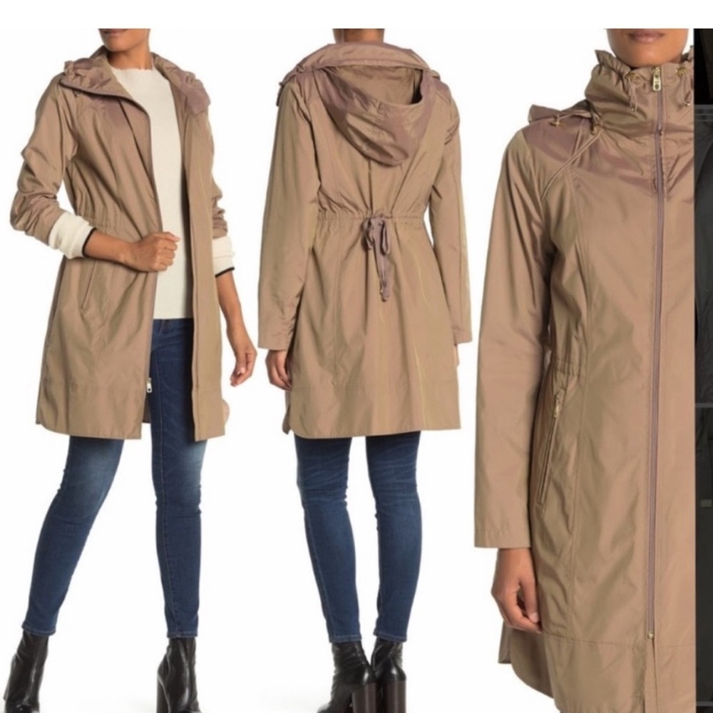 Cole Haan Tan Trench Coat Mid-Length Weather-Resistant - Picture 2 of 6